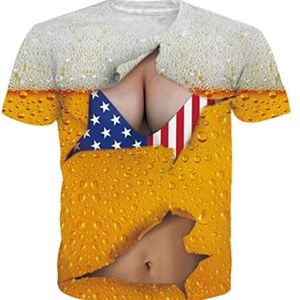 Graphic T Shirt Beer Women Size Large Short Sleeve